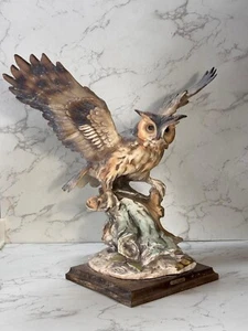 Vintage Riccardo Pennati Ceramic Owl With Wood Base Rare - Picture 1 of 12