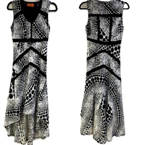 PATRIZIA LUCA Milano Italy High-Low Dress, Black White Polka Dot Women’s Size S - Picture 1 of 6
