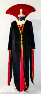 Vampiress / Sorceress Dress 2 Pc Blk/Red Velour Laced Front Dress W/ Collar L/XL - Picture 1 of 3