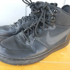 NIKE Mens Size 9.5 - Court Borough Mid Winter Triple Black Hi Top Shoes - Picture 1 of 12