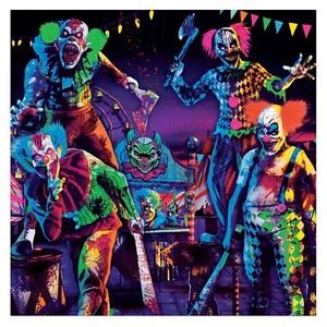 Creepy Carnival Blacklight Halloween Party Decoration Scene Setters Backdrop - Picture 1 of 1