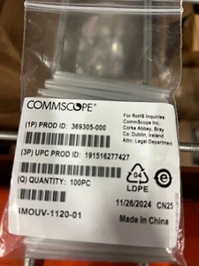 100 pz sacchetto CommScope giunzione fibra ottica termoretraibile manicotto protettivo SMOUV-1120 - Foto 1 di 2