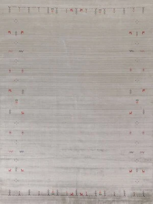 Gray Living Room Area Rug 8x10 ft. ft.Striped Gabbeh Oriental Handmade Wool Rug - Image 1 of 4