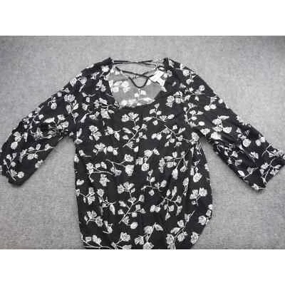 Blusa Ava & Viv Mujer Talla 2X Negra Estampado Floral Manga Corta Foto 1 de 4