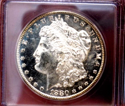 MORGAN SILVER DOLLAR 1880 S ICG MS 64 PL MONSTER RAINBOW WOW COIN - Image 1 of 4