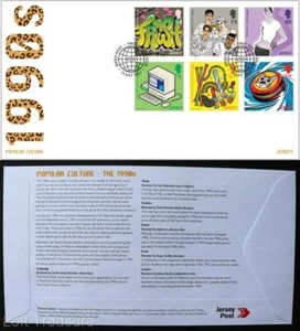 Estampillas Jersey: "Cultura Popular Años 90" Primer Día Cubierta 6v Set 2021 - Imagen 1 de 3