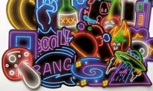20x Trippy Neon Stickers Waterproof Sticker For Laptop Guitar Luggage Suitcase - Picture 1 of 8