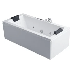 Whirlpoolwanne 180x80 cm weiß Acryl-Schürze Whirlpool Badewanne Eckbadewanne - Bild 1 von 4