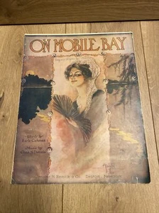 Sheet Music VTG On Mobile Bay Quartet, Piano, Voice Jones Daniels 1910 Detroit - Bild 1 von 5