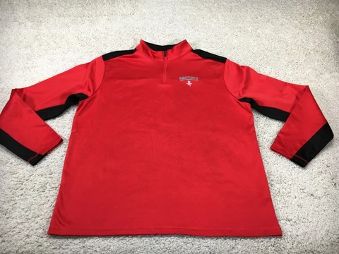 Houston Rockets Sweater Mens 2XL XXL Red NBA Basketball Logo 1/4 Zip Pullover Cover