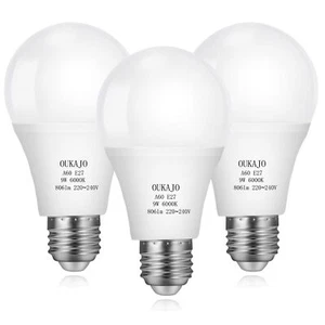 OUKAJO A60 E27 LED Leuchtmittel 9W 806Lm kaltweiß 6000K - 3er Pack Neu - Bild 1 von 2