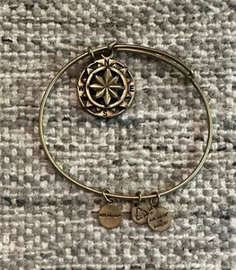 Alex and Ani Compass Bangle Gold Tone Copper Bracelet - Picture 1 of 6