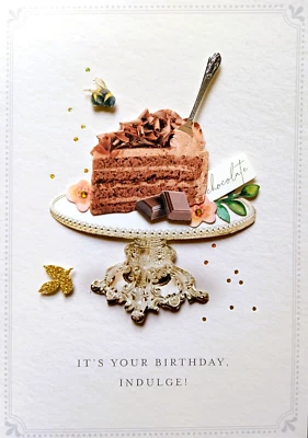 Greeting Card Happy Birthday 3D Sticker Cake Chocolate Dessert Burgoyne - Image 1 of 2