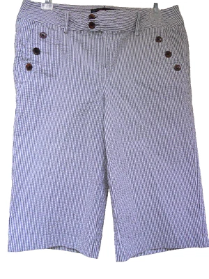 Bermudas capri Jennifer & Grace elásticas a rayas gris/blanco de algodón 6 COMO NUEVAS Foto 1 de 4