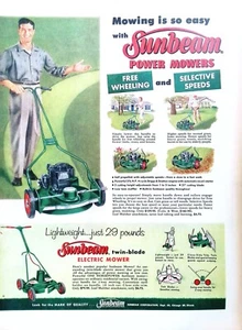 Cortadoras de césped 1957 anuncio impreso Sunbeam cortadoras eléctricas autopropulsadas 10"X13,5" - Imagen 1 de 3