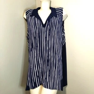 JOSEPH RIBKOFF Navy Blue White Striped Sleeveless LDS Tunic sz 22 Plus - Picture 1 of 6