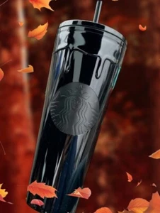 Starbucks Black Oozing Slime Cup 24fl oz Venti Drip Tumbler New Halloween 2024 - Picture 1 of 9