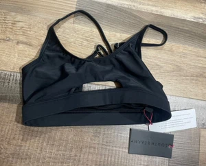 South Beach Women’s Recycled Cut Out Crop Black Bikini Top UK Size 8 US Size 4 - Picture 1 of 6