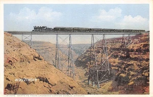 Cartolina AZ Canyon Diablo Santa Fe treno Fred Harvey Phostint card Arizona - Foto 1 di 2
