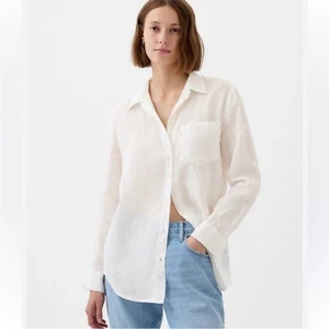 GAP Damen Gr. XL Neu mit Etikett Leinen Viskose Mischung Langarm weiß Knopfleiste Hemd - Bild 1 von 15