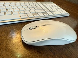 Wireless Keyboard Mouse Set Joyaccess JK3UK QWERTY USB Slim White Silver - Afbeelding 1 van 6