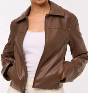 Abercrombie & Fitch Damen Slim Zip Vegan Lederjacke Small - Bild 1 von 5