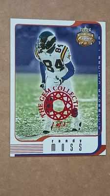 2002-FLEER FOCUS JE-RANDY MOSS GEM COLLECTION 1 of 1-VIKINGS-(COA)-"USED" - Image 1 of 4