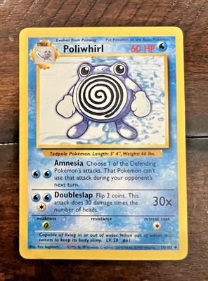 POLIWHIRL 38/102 - Base Set Pokemon Card - NM+ - Image 1 of 2