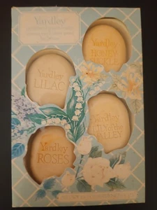 Vtg Yardley London Guest Soap 4 Piece Set Lilac Roses Honey-Suckle Lily Valley. - Picture 1 of 5