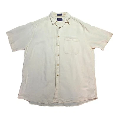 Pendleton City Linen Shirt Cream XL Short Sleeve Button Down - Image 1 of 4