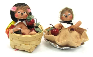 Annalee Maus Pilger Apfel Korb und Kuchen Ernte Herbst Puppe 2009 - Bild 1 von 4