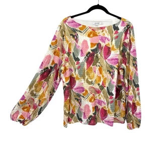 Chicos 3 Jacquard gesmokt U-Boot Ausschnitt Oberteil XL bunt Blumen Pullover romantisch - Bild 1 von 10