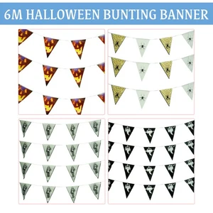 Happy Halloween Bunting Banner Party Decorations Ghosts Pumpkin Spooky Spider - Picture 1 of 36