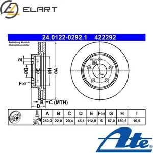 2x BRAKE DISC 24.0122-0292.1 FOR MINI BMW B38A15A/A15F B36A15AB37 C15 A 1.5L - Picture 1 of 9