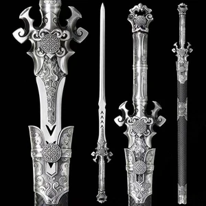 KungFu großes Messer Schwert High Carbon Stahl scharf chinesisch WuShu Han Tang Säbel Jian - Bild 1 von 9