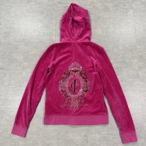 Felpa con cappuccio vintage Y2K Juicy Couture velluto rosa strass logo Bling taglia large - Foto 1 di 19