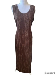 Norton Damen braun/schwarz Leopard Maxikleid Größe Medium ärmellos Seitenschlitz - Bild 1 von 5
