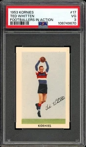 PSA 3 - 1953 Footscray Bulldogs VFL AFL Kornies Rookie Graded Card - Ted Whitten - Picture 1 of 3