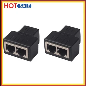 2pcs 1 to 2 Way LAN Ethernet Cord Network Cable RJ45 Splitter Connectors Adapter - Bild 1 von 11