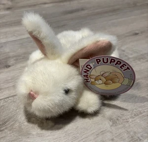 Weißer HASE Hase Handpuppe Plüsch 9 Zoll Stofftier Spielzeug Etikett - Bild 1 von 4