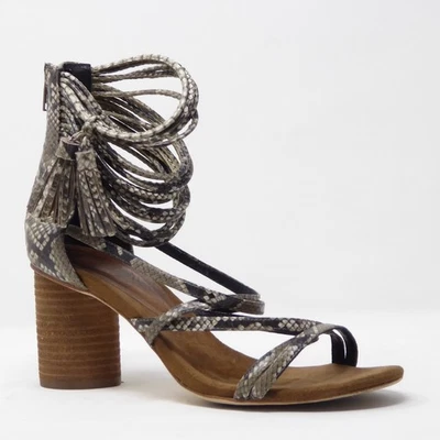 Sandalias Jeffery Campbell Despina Tacón Borla Gladiador Estampado Piel Serpiente Talla 8 Foto 1 de 4