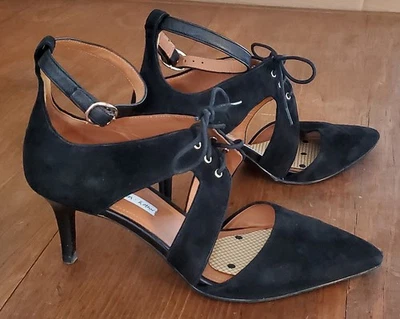 & Other Stories Cassaday Genuine Black Suede Cut-out lace-up Classy Heels Sz9 - Image 1 of 4