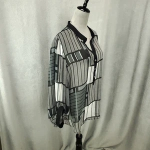 Joseph Ribkoff Top Damen 14 Popover schwarz weiß grau künstlerisch abstrakt Patchwork - Bild 1 von 9