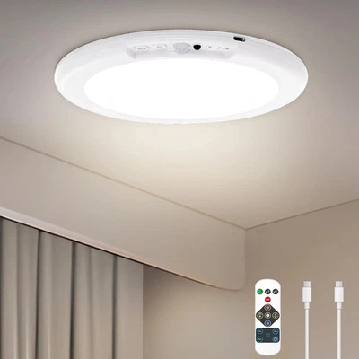 Rechargeable Motion Sensor Ceiling Light with Remote,Battery Powered Wireless - Image 1 of 4
