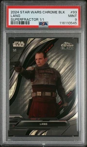 Lang 2024 Star Wars Black Chrome The Mandalorian #93 Superfractor 1/1 PSA 9 Mint - Picture 1 of 4