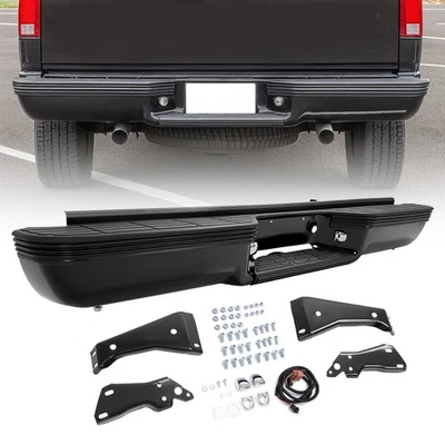 Conjunto de parachoques trasero Fleetside negro para Chevrolet C1500 C2500 K1500 1988-00 Foto 1 de 4