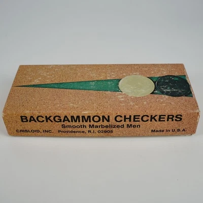 Vtg Crisloid Backgammon Checkers 30 Large 1.7" Brown White Swirl - Made in USA - Image 1 of 4