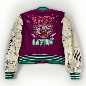 First Row Tiger Embroidered Patches Varsity jacket Size XS Street wear Rare VTG - Picture 1 of 13