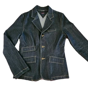 Tommy Jeans Denim Blazer Jacket Womens Large Americana Preppy Classic Academia - Picture 1 of 8