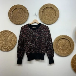 $550 Isabel Marant Suéter Tejido Lana Mohair Estampado Leopardo Negro Gris Rojo 38/6 - Imagen 1 de 8